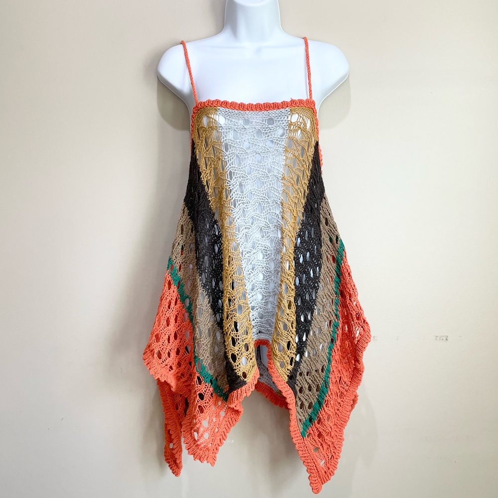 AGUA BENDITA Crochet Mini Cover Up Dress